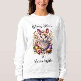 Moletom Bunny Kisses e Páscoa desejam a camisola feminina