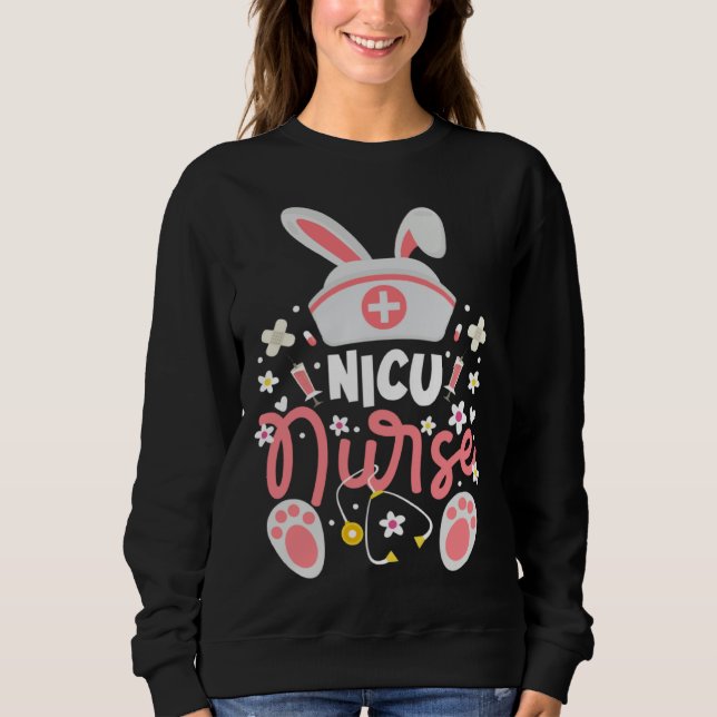 Moletom Bunny NICU Nurse Bunny Ears Neonatal Intensive Car (Frente)