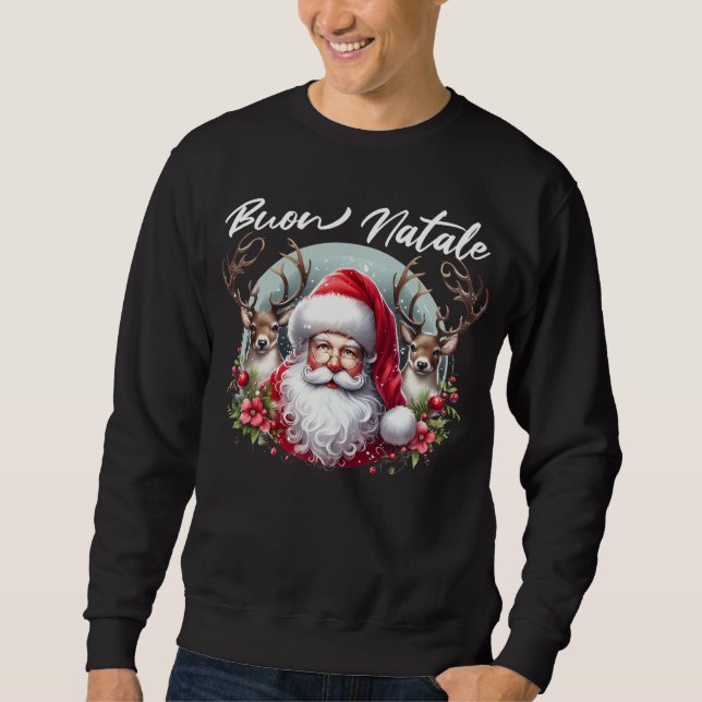 Moletom Buon Natale Papais noeis com Reindeer (Frente)