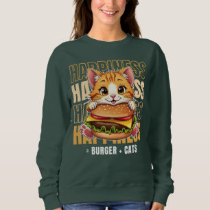 Moletom Burger E Gatos Me Fazem Feliz