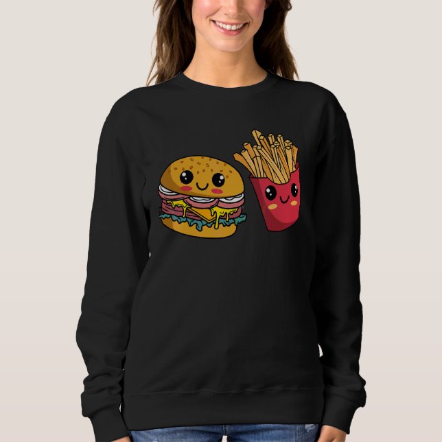 Moletom Burger Hamburger Fries franceses Comida rápida (Frente)