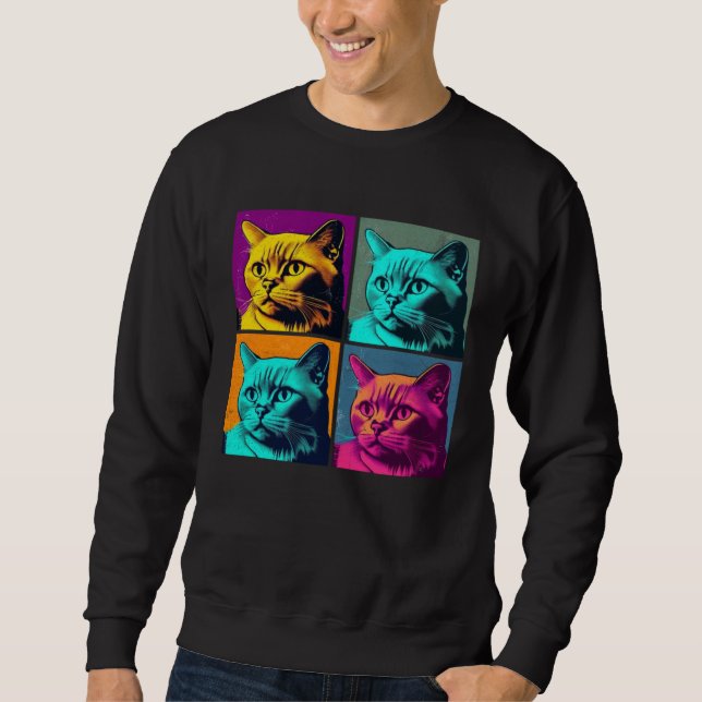 Moletom Burmese Cat Pop Illustration Colorful Animal Men   (Frente)