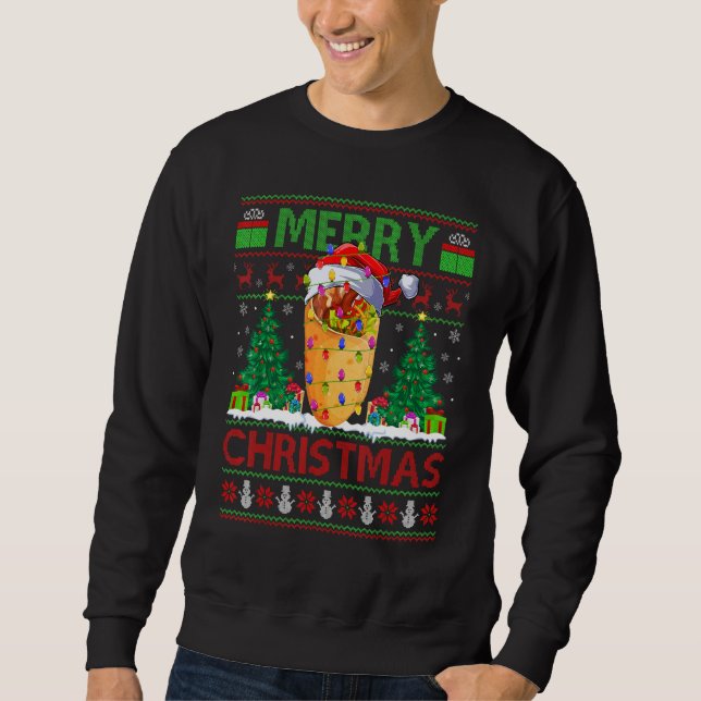 Moletom Burrito Food   Xmas Tree Ugly Santa Burrito Christ (Frente)