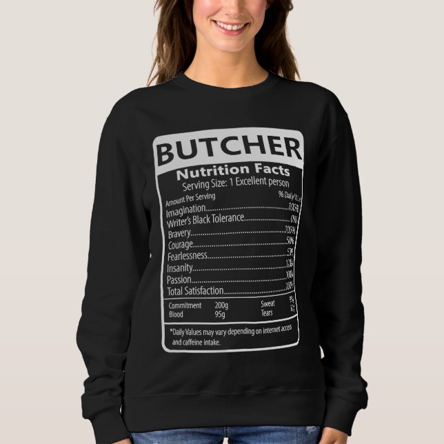 Moletom Butcher Nutrition Facts Sarcastic Graphic (Frente)