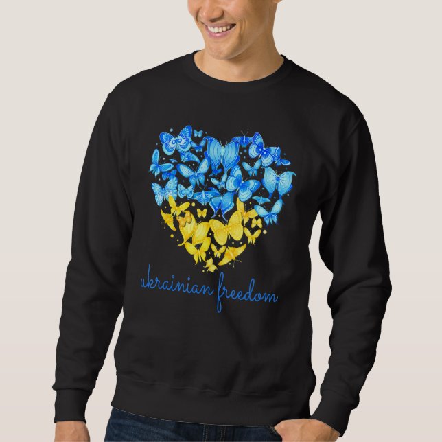 Moletom Butterflies do coração Ukra Inian Freedom Support  (Frente)