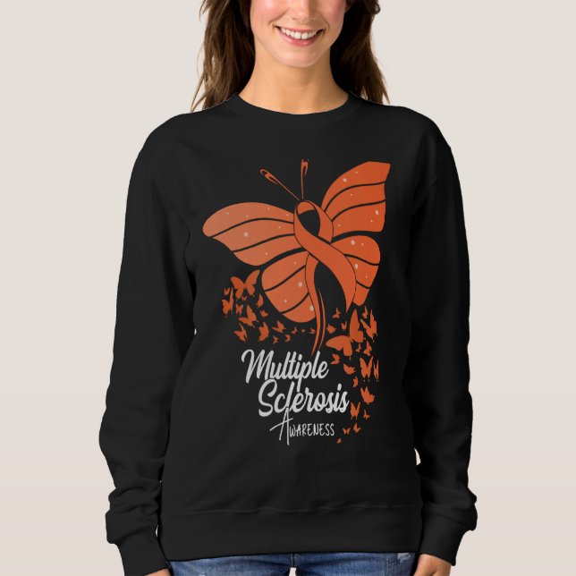 Moletom Butterflies & Orange Ribbon Multiple Sclerosis Awa (Frente)