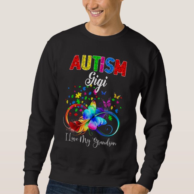 Moletom Butterfly Autism Gigi I Love My Grandson Support A (Frente)