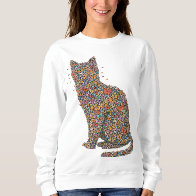Moletom Butterfly Cat Lover Silhouette Art | Graphic Print (Frente)