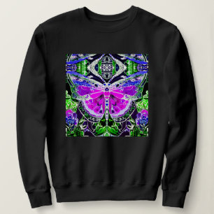 Moletom Butterfly e Medallion Batik Patterno em Violet