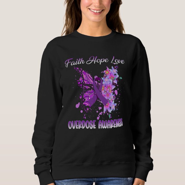 Moletom butterfly Faith Hope Love overdose awareness  Wome (Frente)