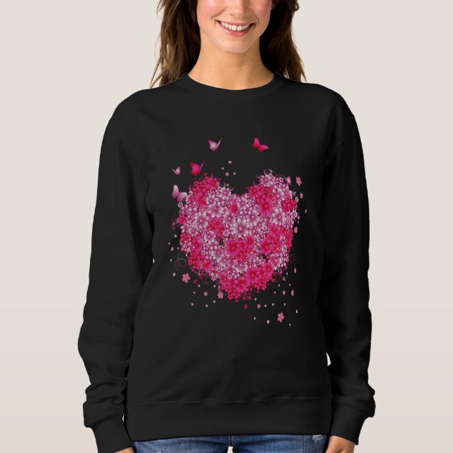Moletom Butterfly Flowers Love Heart for Women and Girls (Frente)