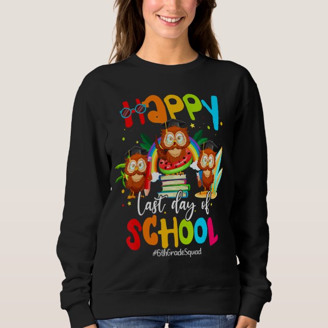 Moletom Bye Bye School Hello Piscina Summer Owl 6thgradesq (Frente)