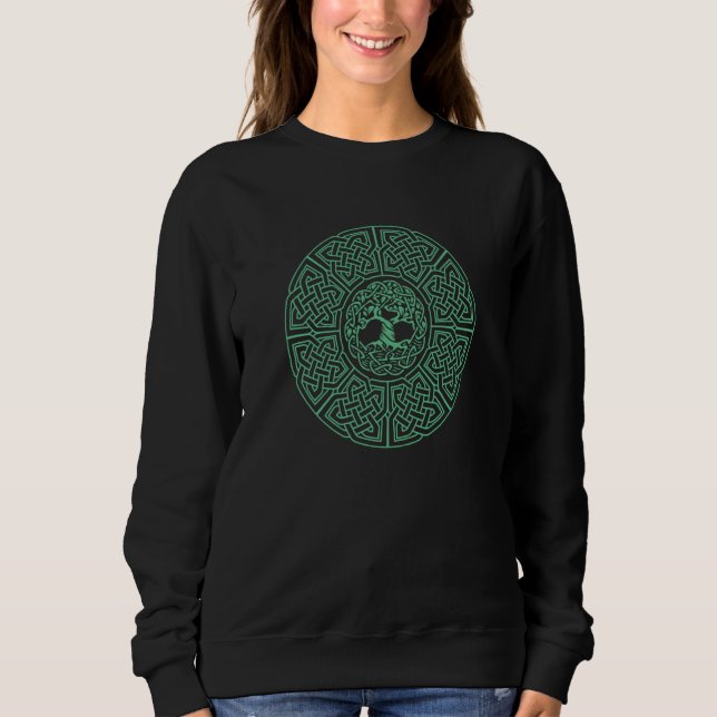 Moletom C Green Irish Celtic Knot and Tree of Life Mandala (Frente)