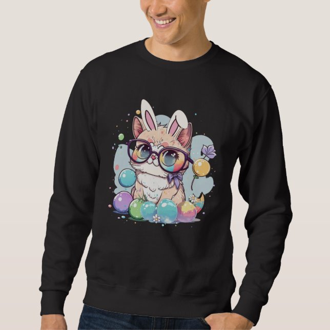 Moletom Ca For Men Women Easter Bunny Cat Costume Boys Gir (Frente)