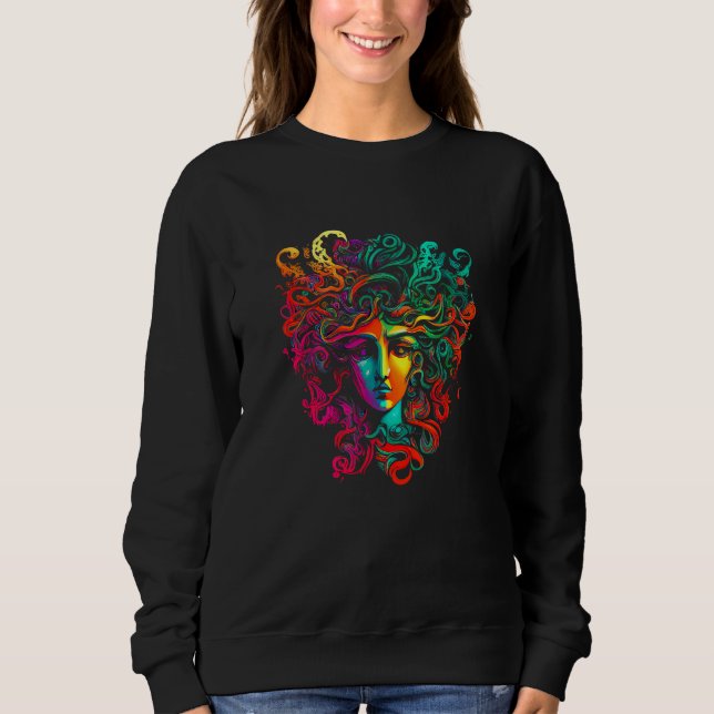 Moletom Cabeça Colorida de Medusa Pintada Presente Mitolog (Frente)