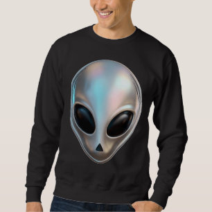 Moletom Cabeça de Alien em Cromo Metálico Retro Y2K Ficção