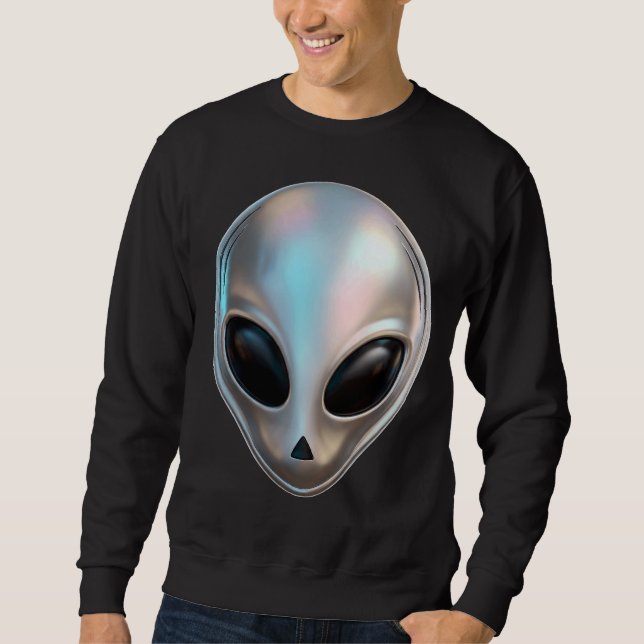 Moletom Cabeça de Alien em Cromo Metálico Retro Y2K Ficção (Frente)