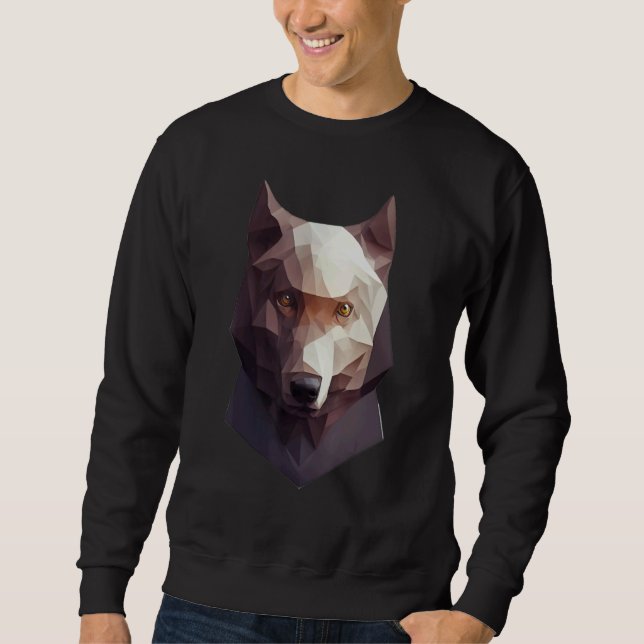 Moletom Cabeça de Lobo Baixo Poli Polígonos Lobos Geométri (Frente)