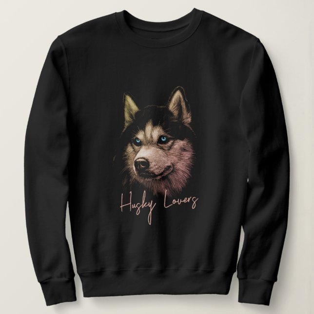 Moletom Cabeça De Retrato Irmão Husky Com Olhos Azuis (Frente do Design)