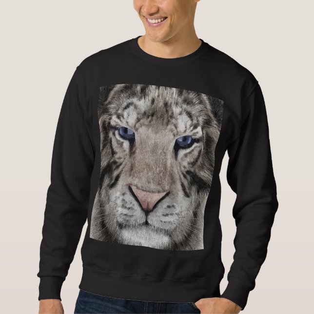 Moletom Cabeça de Tigre Branco Estética da Vida Selvagem (Frente)