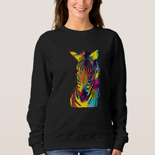 Moletom Cabeça de Zebra Arte Pop Colorida (Frente)