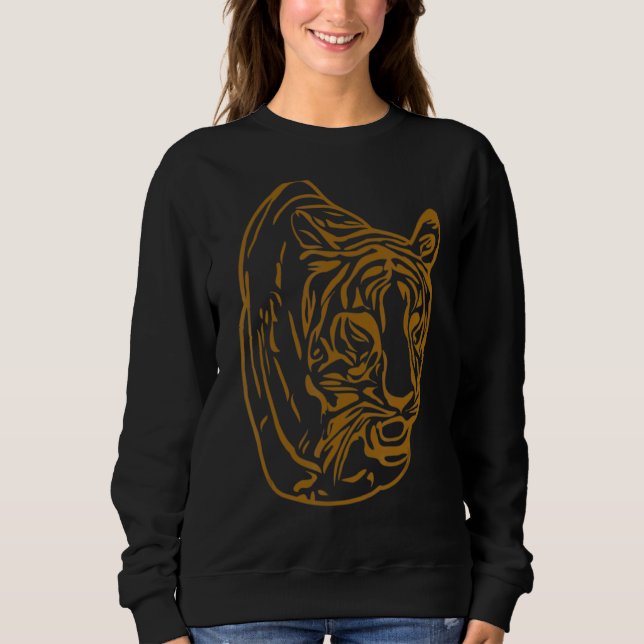 Moletom Cabeça Tigre Cabeça Grande Gatos Impressão Predato (Frente)