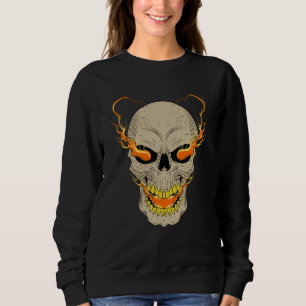 Moletom Cabeças de Caveira com Olhos Flamejantes Grunge Pu