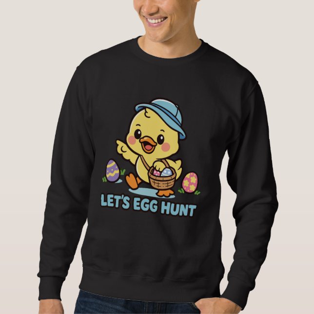 Moletom Caça de Ovos Kawaii Páscoa Frango Fofo Primavera (Frente)