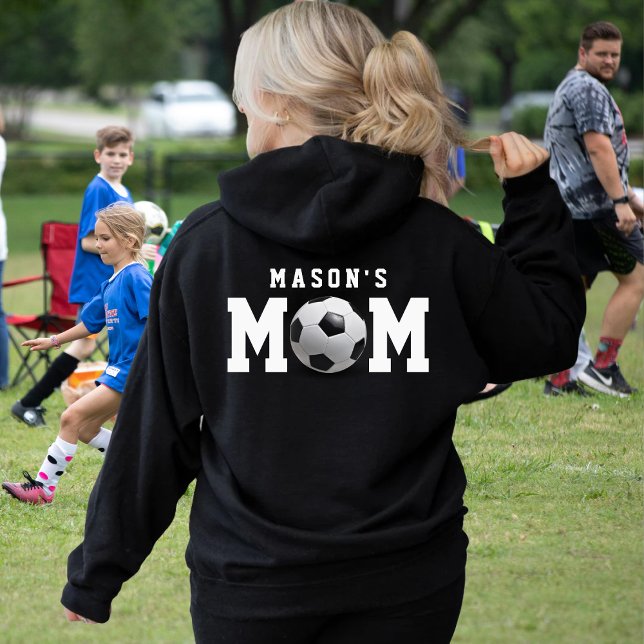 Moletom Caçador Mãe Nome do Criança Pai Negro (Soccer Mom Kid's Name Parent Black Hoodie
)