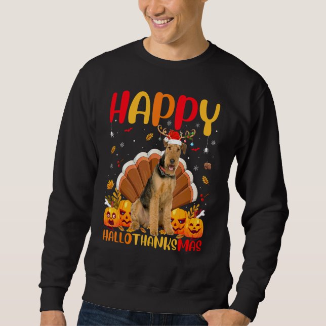 Moletom Cachorro Airedale Terrier Feliz Hellothanksmas (Frente)