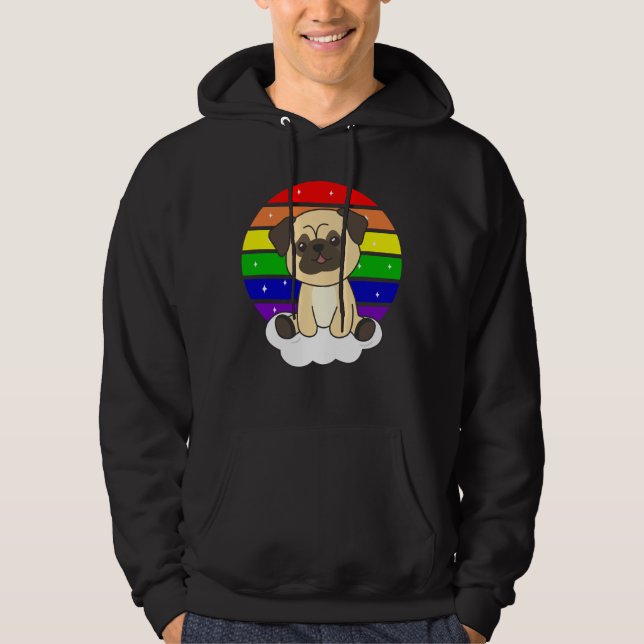 Moletom Cachorro Arco-Íris Glitter Kawaii Cães Coloridos (Frente)