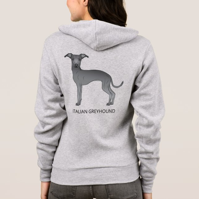 Moletom Cachorro Azul da Raça Galgo Italiano Com Texto Per (Verso)