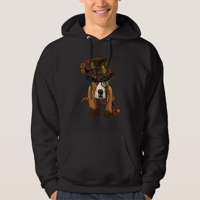Moletom Cachorro Basset Hound Cara de Steampunk Gótico Bas (Frente)