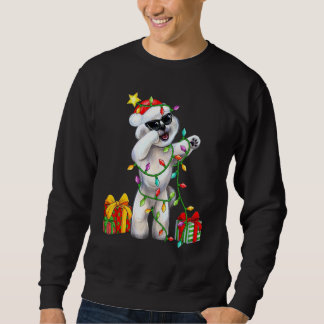 Moletom Cachorro Bichon Frise Chapéu de Papai Noel Luzes d
