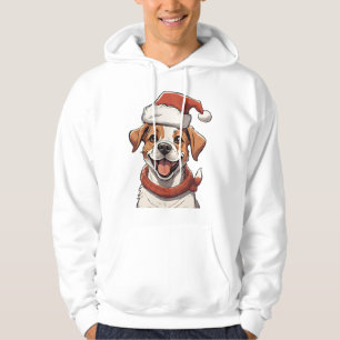 Moletom Cachorro Bonito vestindo Chapéu de Natal Clássico