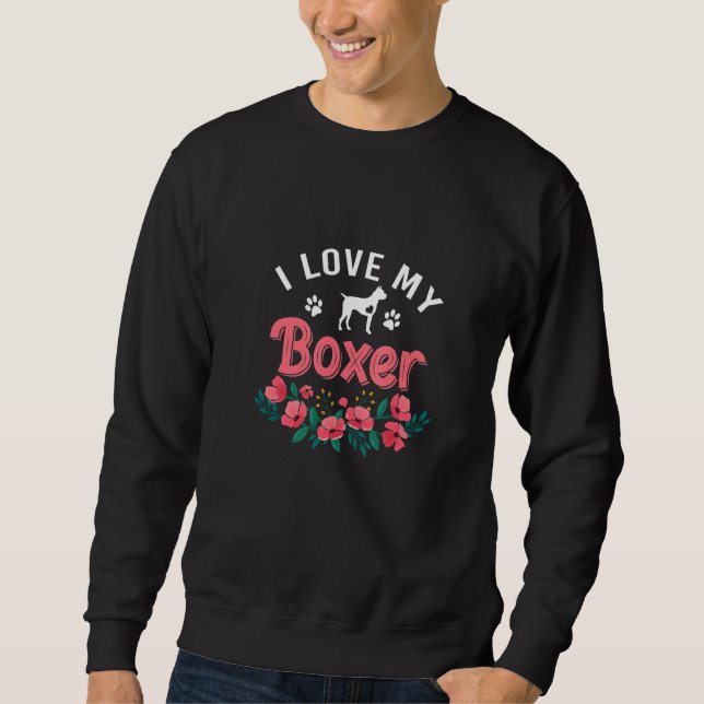 Moletom Cachorro Boxer Para Mulheres Fofo Eu Amo Cachorro  (Frente)