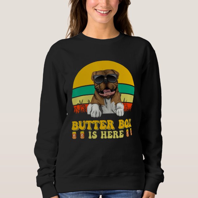 Moletom Cachorro bulldog americano Caixa de Manteiga Está  (Frente)