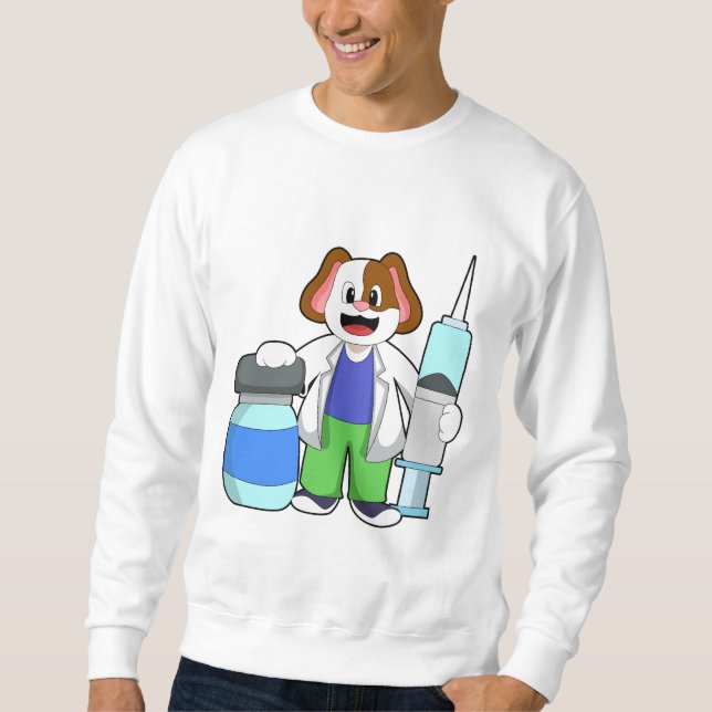 Moletom Cachorro como Médico com Seringa (Frente)