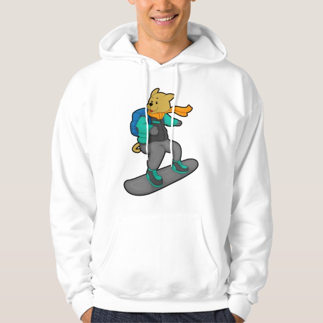 Moletom Cachorro como Snowboarder com Snowboard e Mochila (Frente)