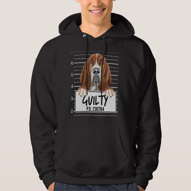 Moletom Cachorro Culpado Mugshot Basset Hound (Frente)
