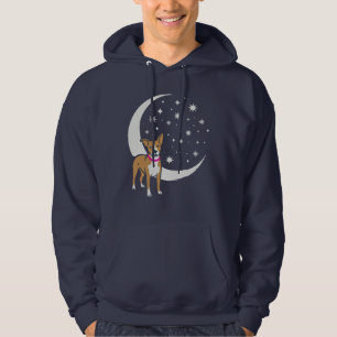 Moletom cachorro curioso sob a lua e estrelas mágicas