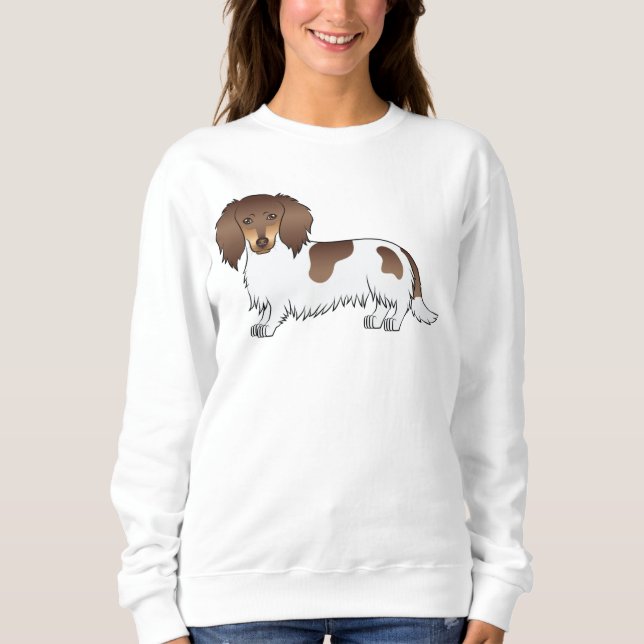 Moletom Cachorro Dachshund Piebald de Chocolate e Bege com (Frente)
