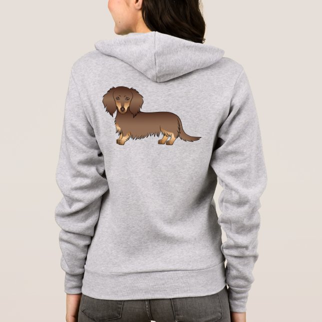 Moletom Cachorro de desenho animado Dachshund de pelo long (Verso)