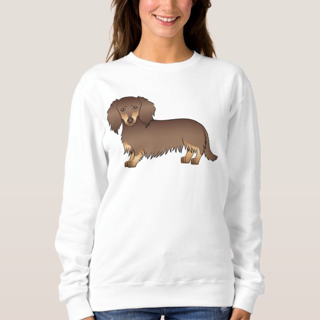 Moletom Cachorro de desenho animado Dachshund de pelo long (Frente)