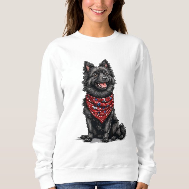 Moletom Cachorro de desenho preto com bandana (Frente)