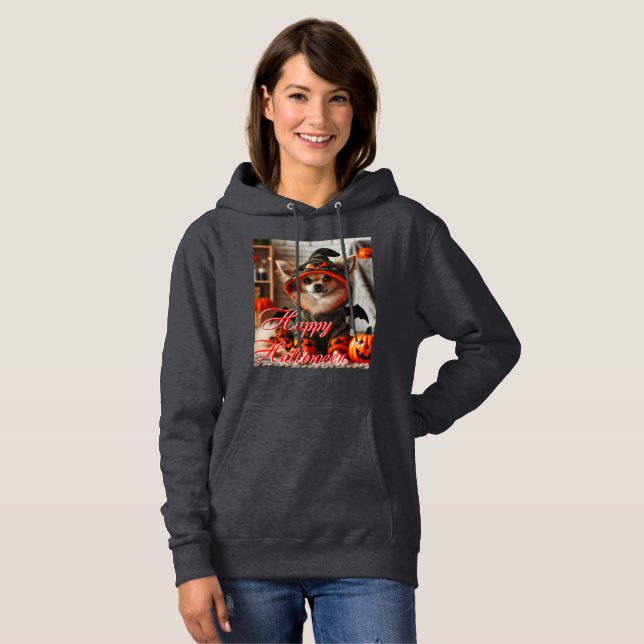 Moletom Cachorro de Halloween de Hoodies, de mulheres (Frente Completa)