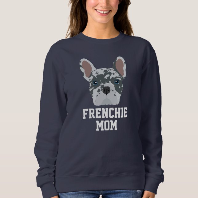 Moletom Cachorro de Merle Frenchie, azul, bonito Mãe (Frente)