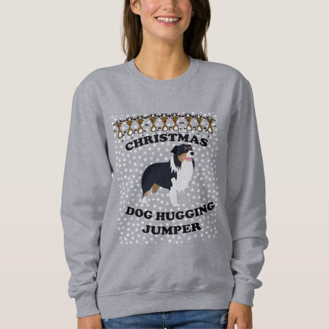 Moletom Cachorro de Natal do Bernese Mountain dog Hugging (Frente)