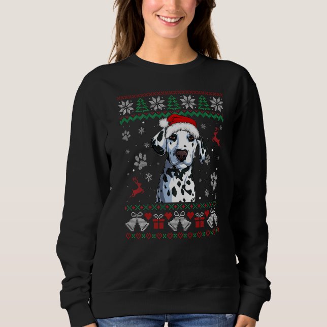 Moletom Cachorro de Natal Feio Dalmático Cachorro Santa Ha (Frente)