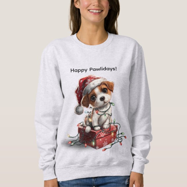 Moletom Cachorro de Natal Fofo em Caixa de Presente (Frente)